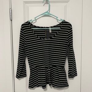 Xhilaration Black & White Striped Top